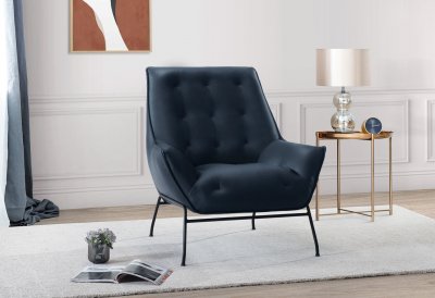 U8933 Accent Chair in Navy Leather by Global