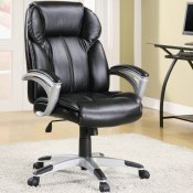 Black Faux Leather Modern Office Chair w/Gas Lift & Padded Arms