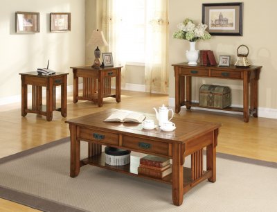 702008 Coffee Table 3Pc Set in Brown Oak by Coaster w/Options
