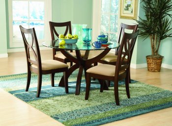 Rich Espresso Finish Clear Glass Top Modern 5Pc Dining Set [HEDS-5312 Stardust]