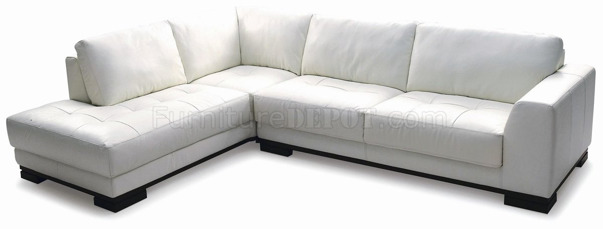 Snow White Full Italian Leather Modern Sectional Sofa - Click Image to Close