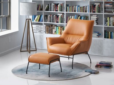 Jabel Accent Chair & Ottoman AC02383 Sandstone Leather by Acme