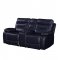 Aashi Motion Sofa 55370 Midnight Blue Leather-Gel Match by Acme
