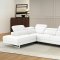 Barts Sectional Sofa in White Leather by Beverly Hills