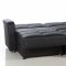 Black Leatherette Modern Sectional Convertible Sofa Bed
