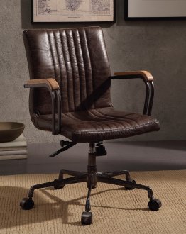 Joslin Office Chair 92028 in Distress Chocolate Leather by Acme