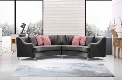 LCL-001 Sectional Sofa in Gray Velvet