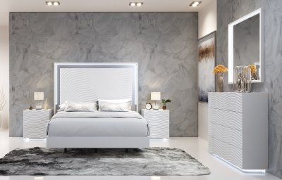 Wave Bedroom in White by ESF w/ Options