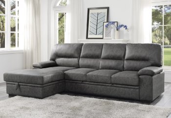 Michigan Sectional Sofa Bed in 9407DG in Dark Gray - Homelegance [HESS-9407DG-Michigan]
