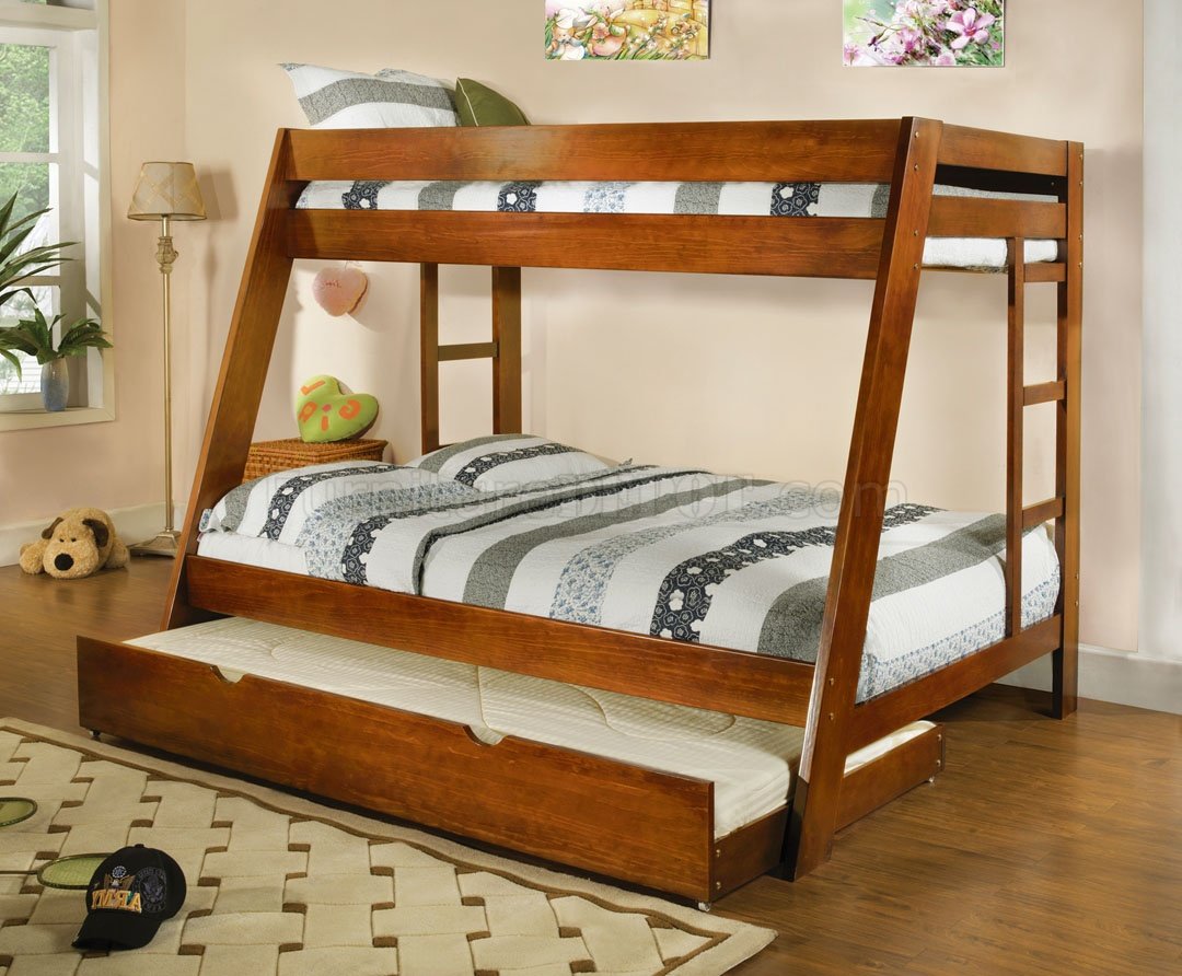 CM-BK358OAK Arizona Twin/Full Bunk Bed in Oak