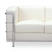 White Leather Contemporary Living Room With Tube Frame