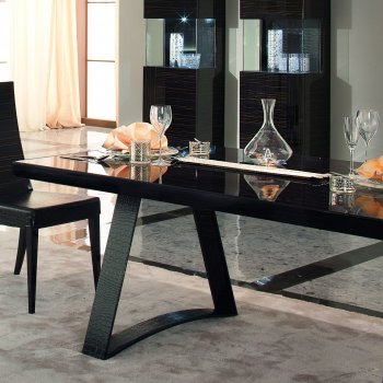 Nightfly Dining Table by Rossetto in Ebony w/Options [Rossetto-Nightfly Dining Ebony]