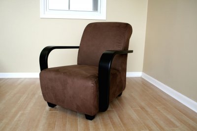 Brown Microfiber Upholstery Contemporary Club Chair