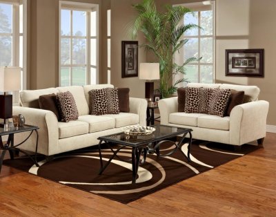 Cream Fabric Modern Sofa & Loveseat Set w/Options