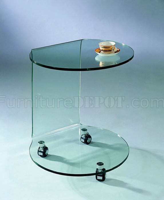 Referendum Bijna Dwang Clear Glass Artistic Portable Coffee Table W/Casters