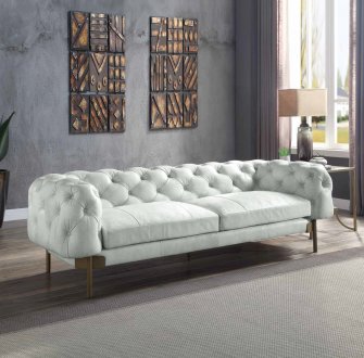Ragle Sofa LV01021 in Vintage White Top Grain Leather by Acme