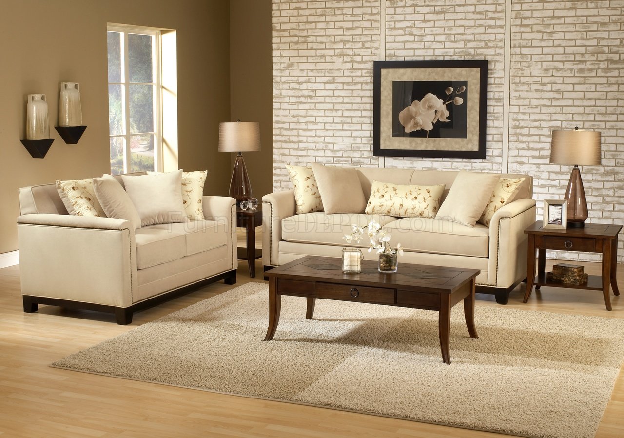 Beige Fabric Contemporary Living Room, Beige Couch Living Room