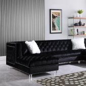 FD160 Sectional Sofa in Black Velvet by FDF w/Acrylic Legs