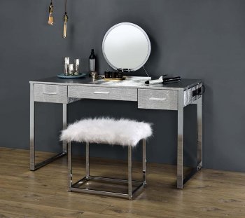 Myles Vanity Desk AC00840 in Antique White & Chrome by Acme [AMVA-AC00840 Myles]