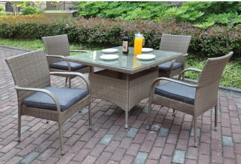 217 Outdoor Patio 5Pc Table Set in Tan by Poundex w/Options [PXOUT-217]