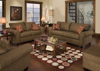 Truffle Fabric Modern Sofa & Loveseat Set w/Optional Items [AFS-4900-Truffle]