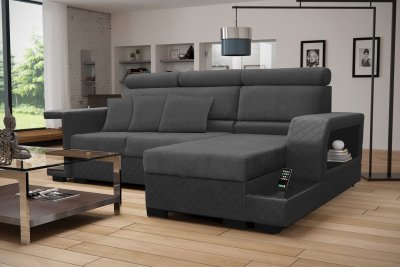 Amaro Sectional Sofa in Black by Skyler Design