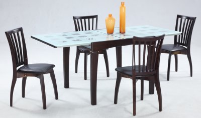 Glass Extendable Top Modern Dinette Table w/Optional Chairs
