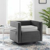 Booth Swivel Accent Chair in Gray Velvet by Modway