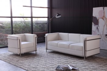 Cour Sofa in White Leather by J&M w/ Options [JMS-Cour White]