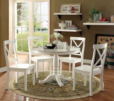 Penelope CM3546RT 5Pc Dining Set in White w/Round Table