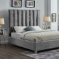 Enzo Upholstered Bed in Grey Velvet Fabric by Meridian