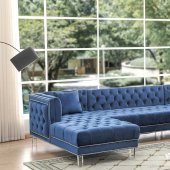 Salma Sectional Sofa in Blue Fabric