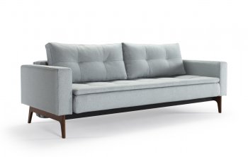Dual Sofa Bed w/Arms & Wood Legs in Soft Gray by Innovation [INSB-Dual-Wood-Arms-552 Lt Gray]