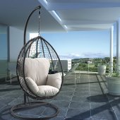 Simona Patio Swing Chair 45030 in Beige & Black by Acme