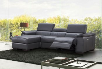 Allegra A966 Sectional Sofa in Grey Premium Leather by J&M [JMSS-Allegra A966]