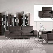 Grey Fabric Modern 3Pc Sofa, Loveseat & Chair Set w/Metal Legs
