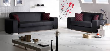 Kobe Santa Glory Black Sofa Bed in PU by Istikbal w/Options [IKSB-Kobe Santa Glory Black]