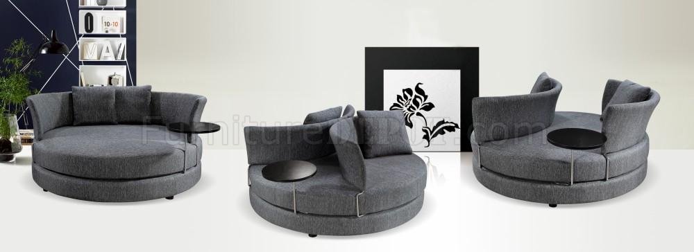Fundament bølge ubetinget Grey Fabric Modern Adjustable Circular Sofa w/End Table