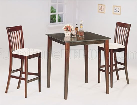 Cappuccino Finish Contemporary Bar Table with Bar Stools