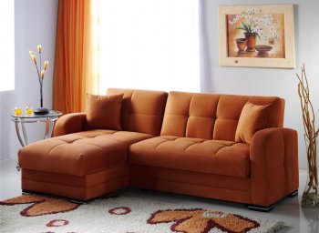 Kubo Sectional Sofa Bed in Rainbow Orange Fabric by Istikbal [IKSS-Kubo Rainbow Orange]