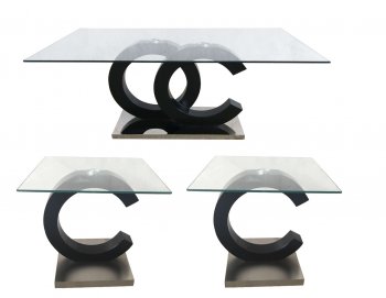 T2207 Coffee Table & 2 End Tables Set in Black by Global [GFCT-T2207]