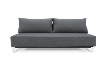 Dark Grey Fabric Modern Sofa Bed w/Stainless Steel Legs [INSB-Reloader-Sleek-Grey]