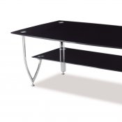 Black Glass Top & Metal Base Modern Coffee Table w/Options