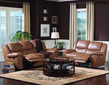 Brown Vinyl Leather Living Room Sofa W/Recliner Seats [CRS-345-600271]