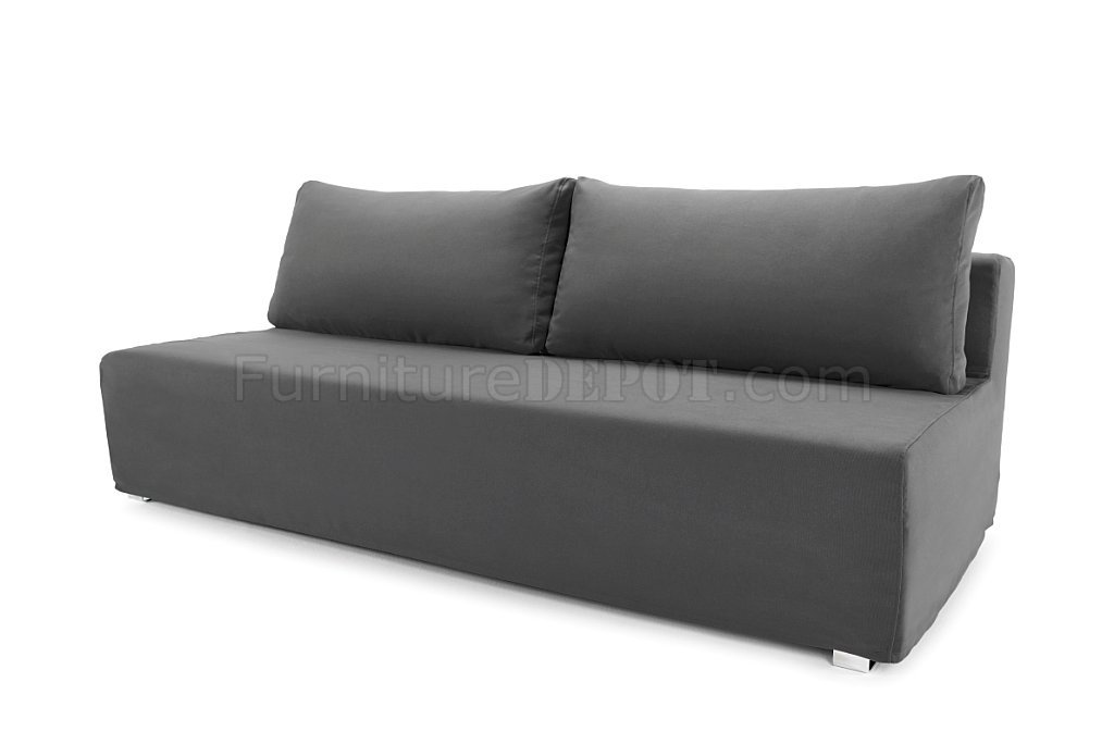 Dark Grey Fauste Fabric Modern Sofa Bed w/Metal Legs - Click Image to Close
