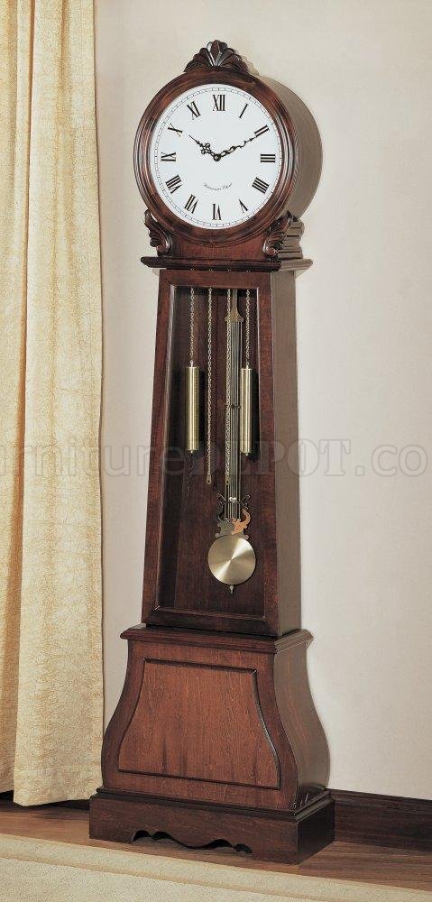 Rich Brown Finish Grandfather Clock w/Round Top - Click Image to Close
