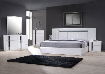 Palermo Bedroom by J&M w/Platform Bed and Optional Casegoods [JMBS-Palermo White]