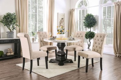 Elfredo Dining Room Set 5Pc CM3755RT w/Ivory Side Chairs