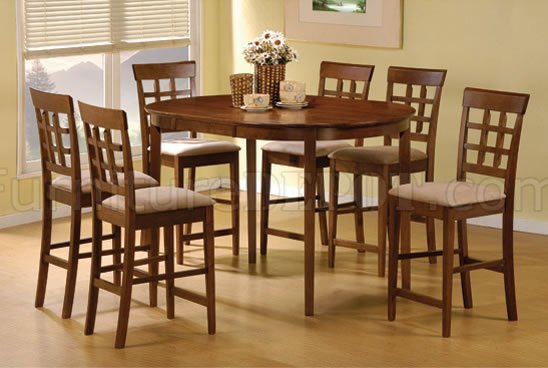 Walnut Stylish Dinette w/Oval shape Counter Height Dining Table - Click Image to Close