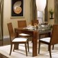 Modern Walnut Finish Dining Room W/Glass Top and Wood Chairs